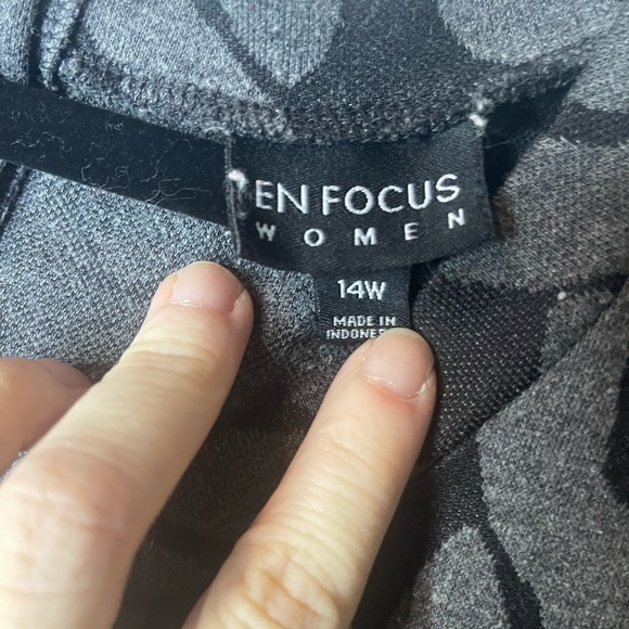 En Focus Women Gray Knit Print A-Line Short Sleeve Dress - Size 14W - Picture 7 of 11